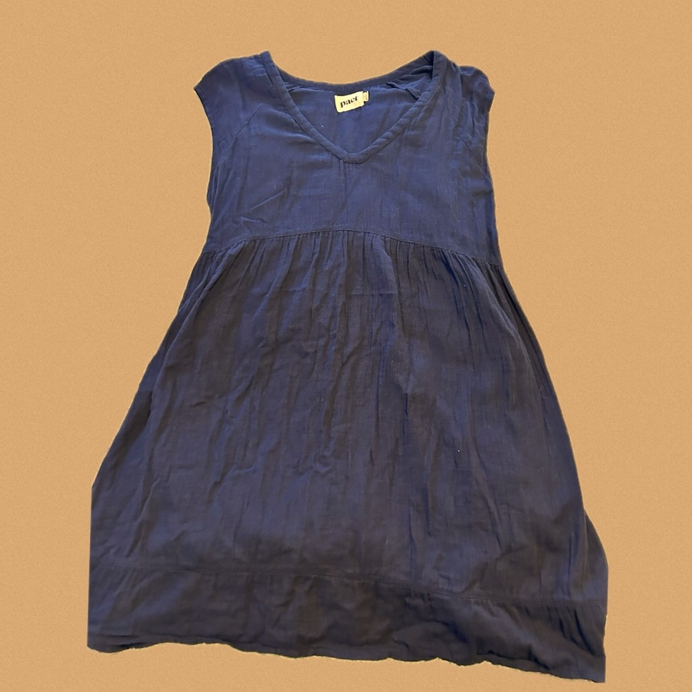 Pact empire waist cap sleeve navy dress large